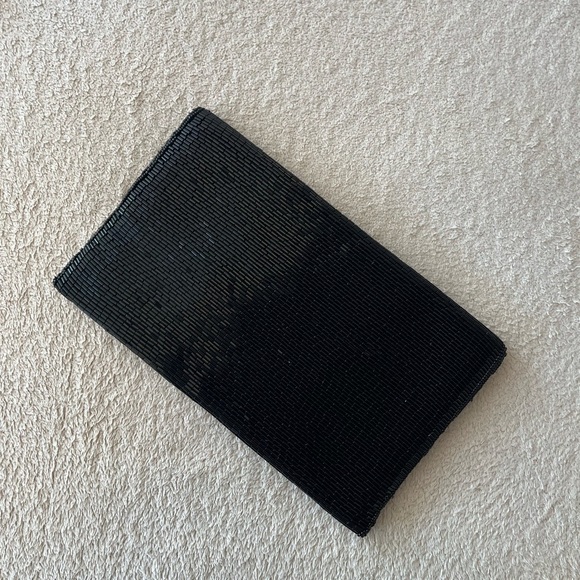 Vintage 1980s Minimalist Glam Black Beaded Clutch - Picture 10 of 15